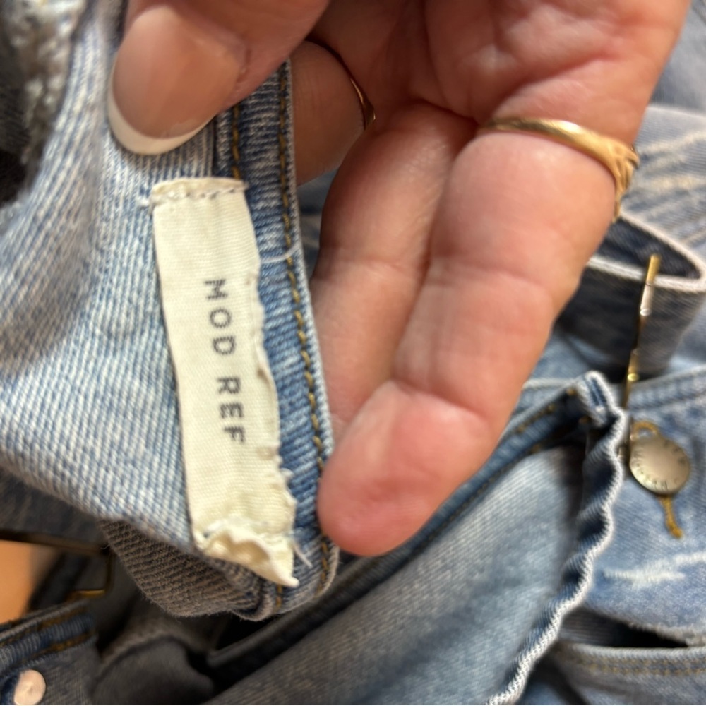 Mod Ref Blue Denim Distressed Overalls Bibs - Picture 3 of 12